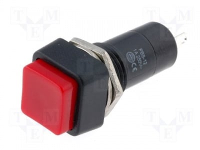 Бутон незадържащ PS12BRD Превключвател: бутон; 1 позиция; SPST-NO; 1A/250VAC; червен; O12mm